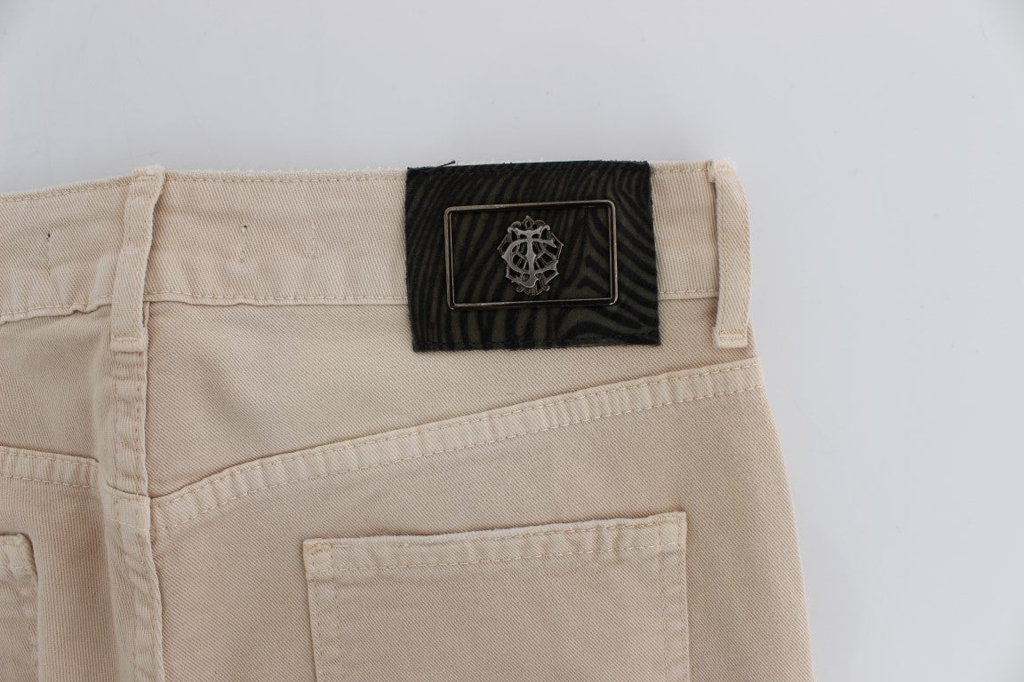 Vaqueros ajustados elásticos de algodón beige