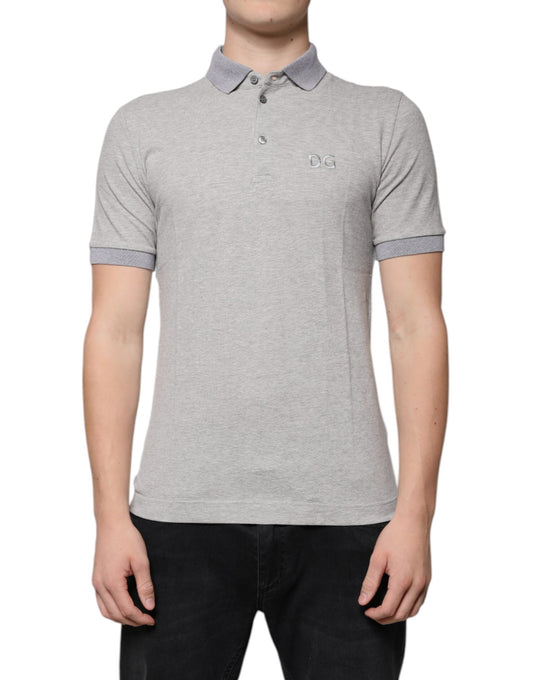 Polo de manga corta con cuello gris para hombre