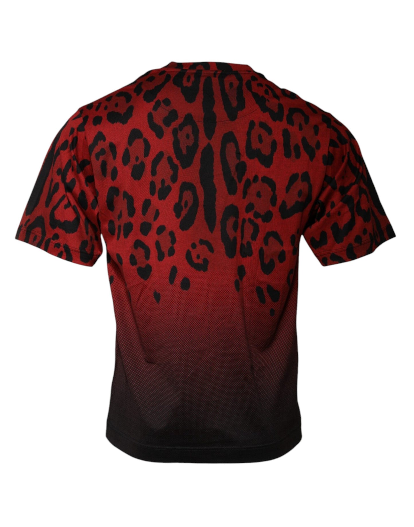 Camiseta de manga corta de algodón con estampado de leopardo rojo