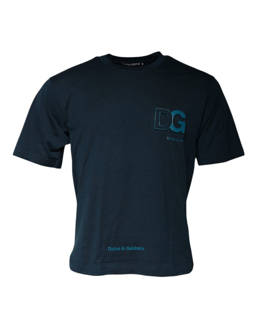 Camiseta de manga corta con cuello redondo y logotipo azul