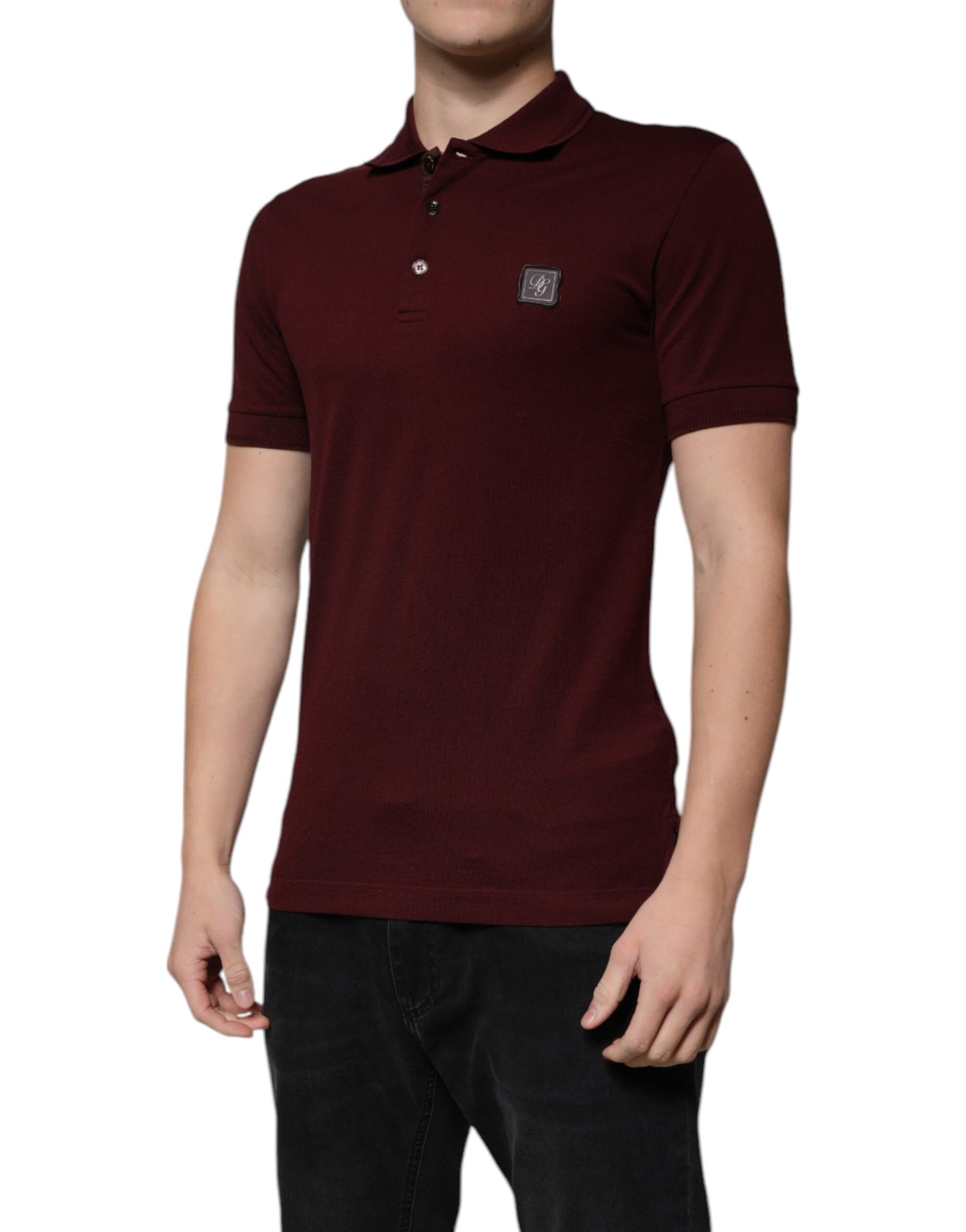 Camiseta polo de manga corta con cuello granate