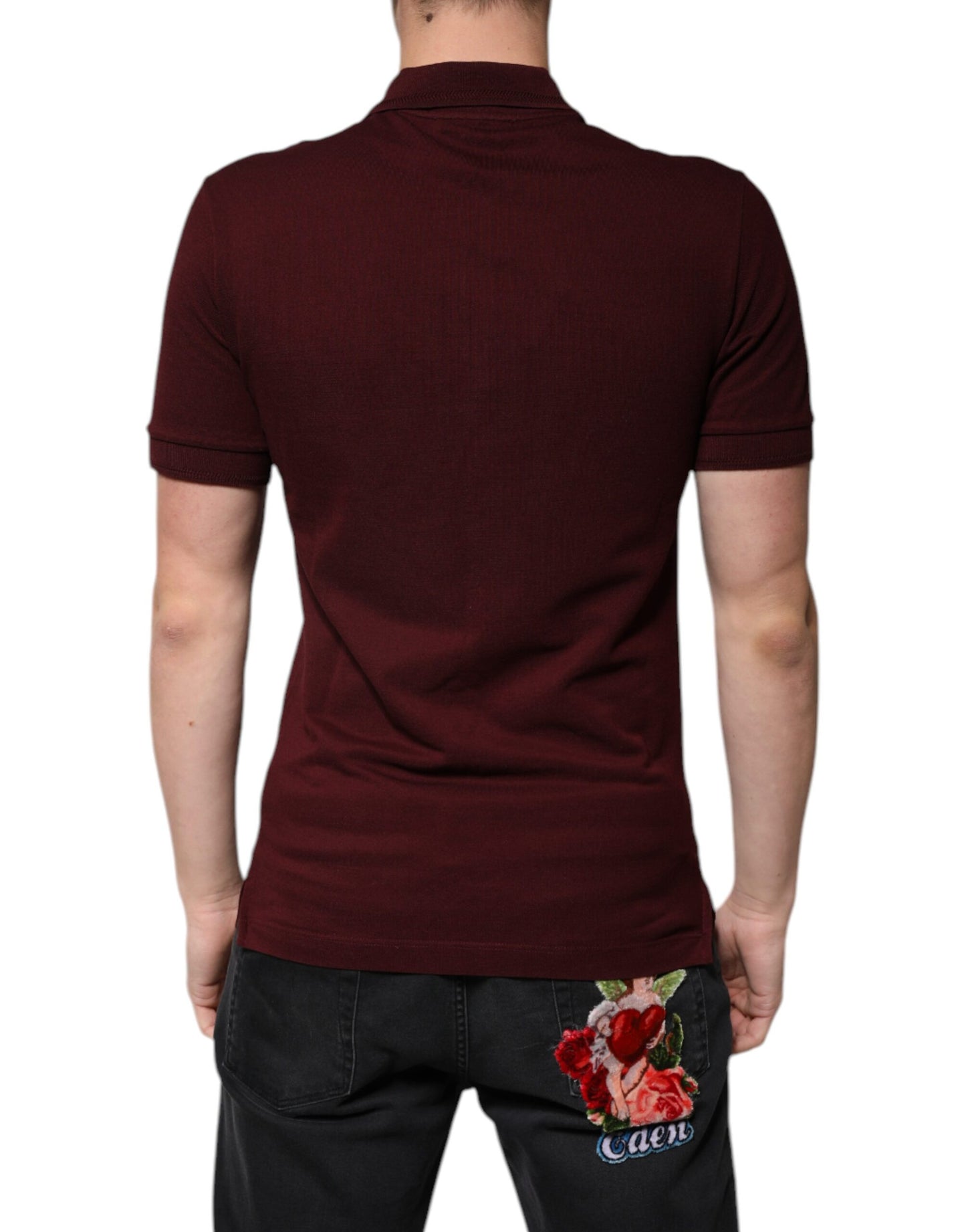Camiseta polo de manga corta con cuello granate
