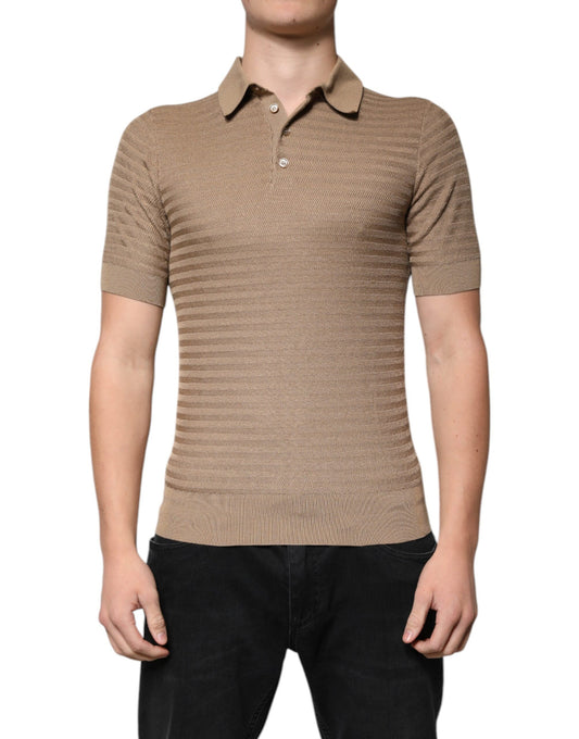Camiseta polo de manga corta con cuello marrón