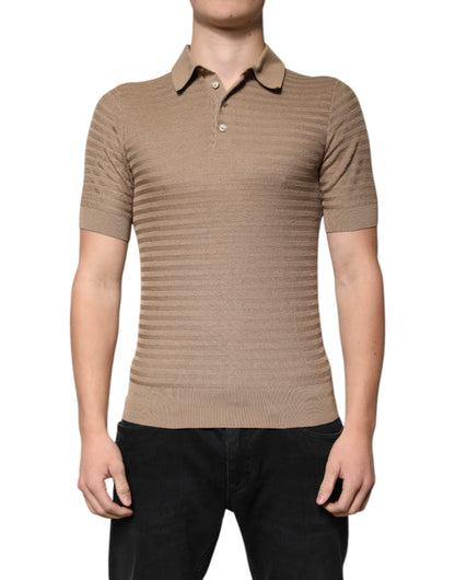 Camiseta polo de manga corta con cuello marrón