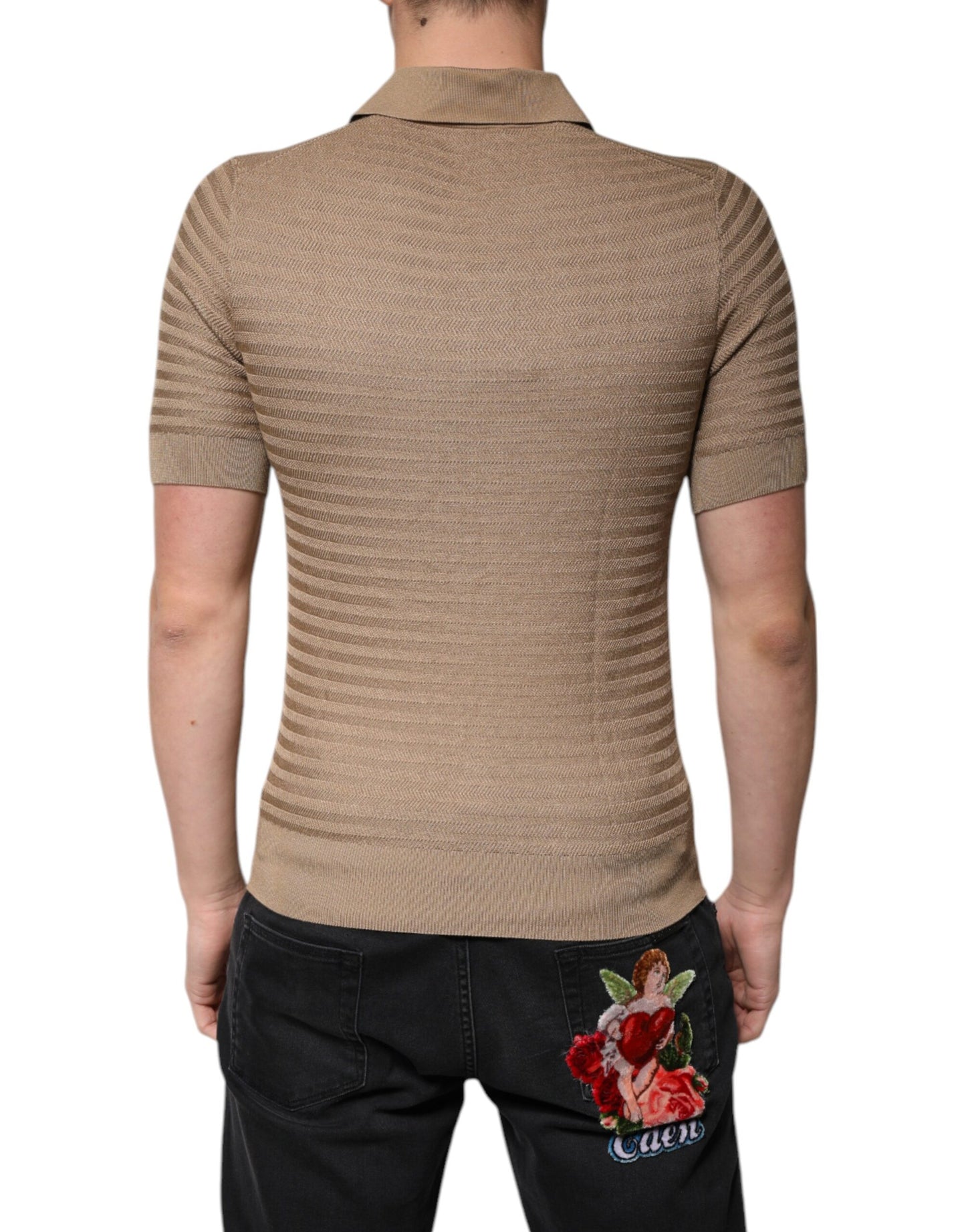 Camiseta polo de manga corta con cuello marrón