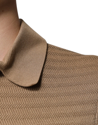 Camiseta polo de manga corta con cuello marrón