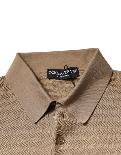 Camiseta polo de manga corta con cuello marrón