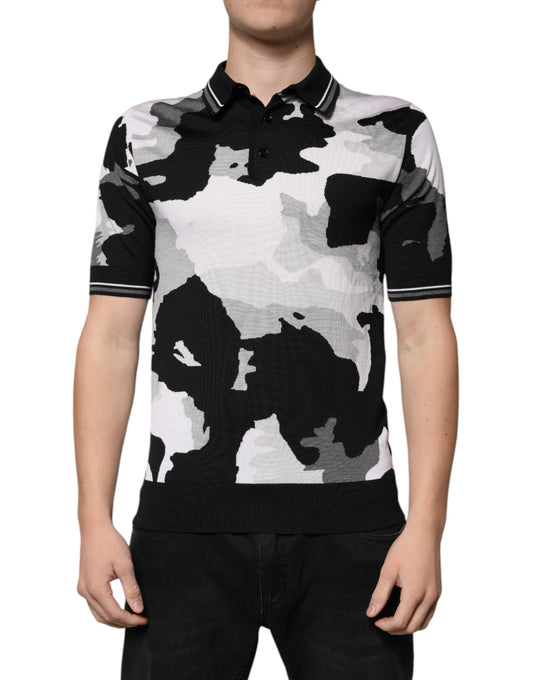 Camiseta polo con cuello de camuflaje multicolor