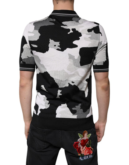 Camiseta polo con cuello de camuflaje multicolor