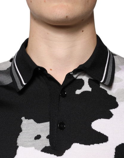 Camiseta polo con cuello de camuflaje multicolor