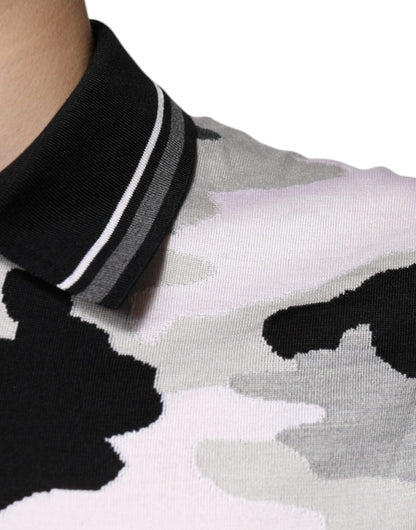 Camiseta polo con cuello de camuflaje multicolor