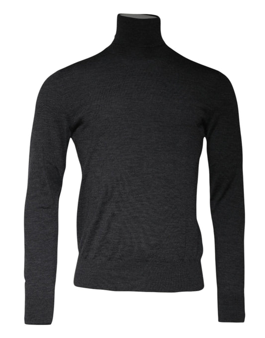 Suéter de cuello alto de punto de lana gris