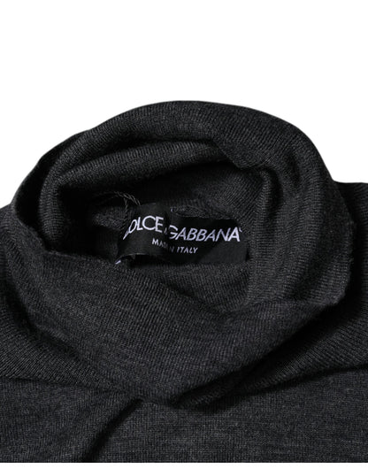Suéter de cuello alto de punto de lana gris