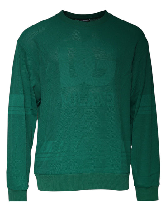Suéter de cuello redondo de nailon con logotipo verde