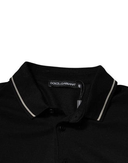 Polo de algodón blanco y negro de manga corta