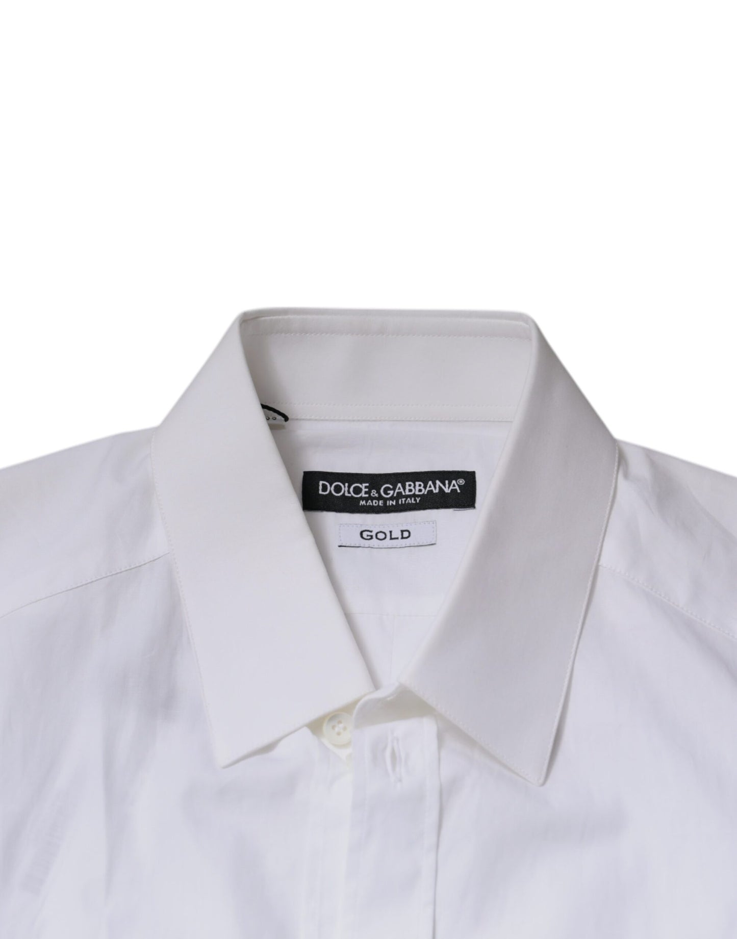 Camisa de vestir de algodón blanco de manga larga dorada