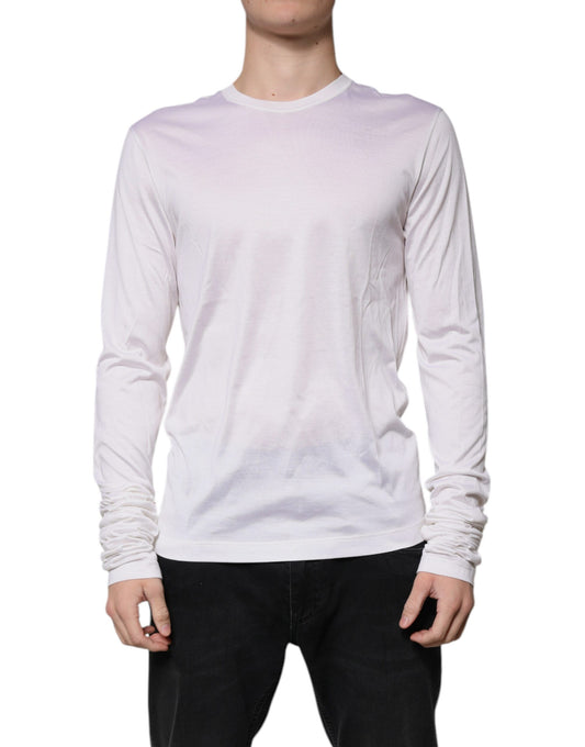 Suéter de cuello redondo de seda blanca para hombre