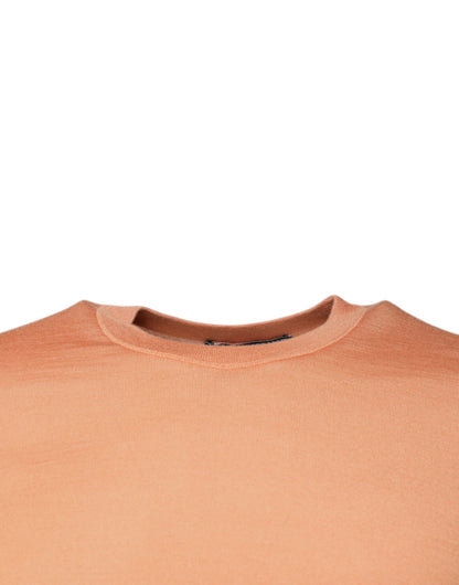 Suéter corto de cuello redondo de lana beige