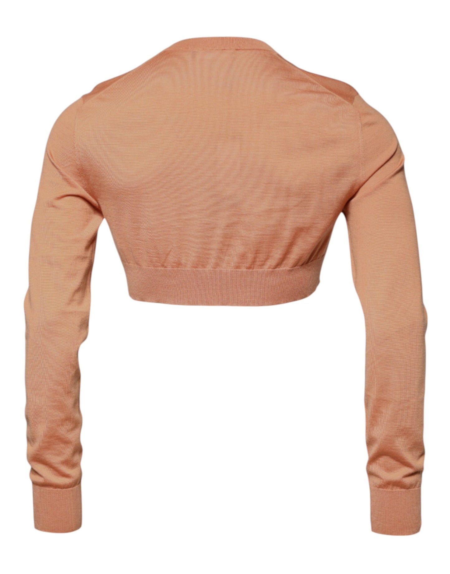Suéter corto de cuello redondo de lana beige