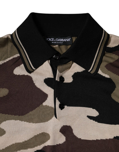 Camiseta polo con cuello de camuflaje multicolor