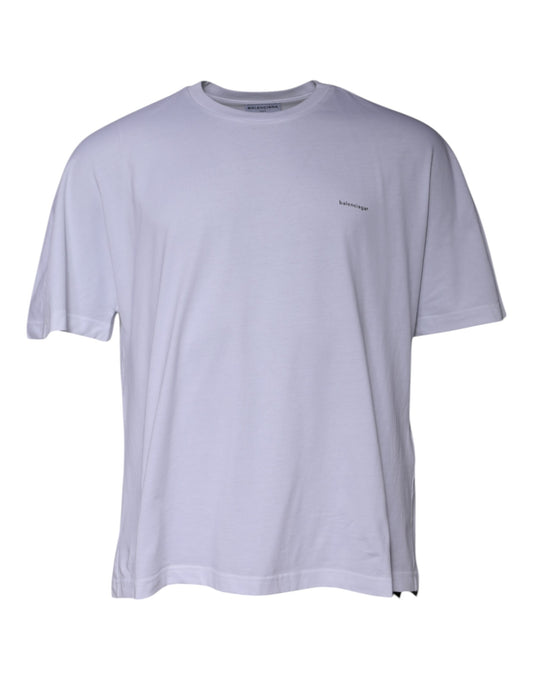Camiseta de algodón con cuello redondo y manga corta con logotipo blanco
