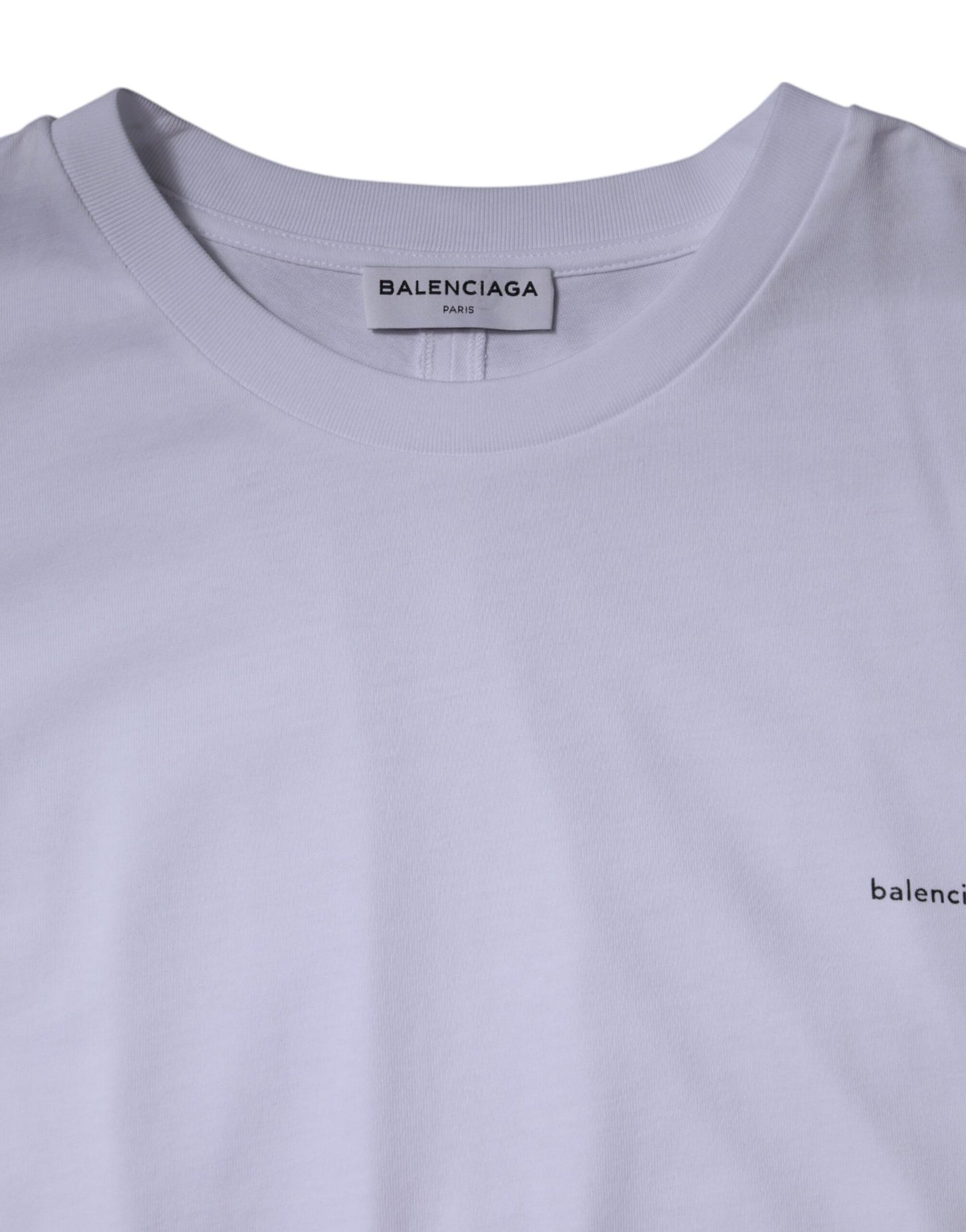 Camiseta de algodón con cuello redondo y manga corta con logotipo blanco