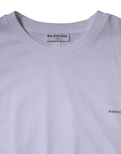 Camiseta de algodón con cuello redondo y manga corta con logotipo blanco