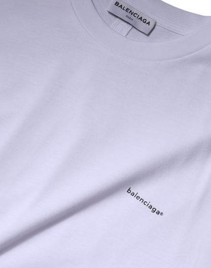 Camiseta de algodón con cuello redondo y manga corta con logotipo blanco