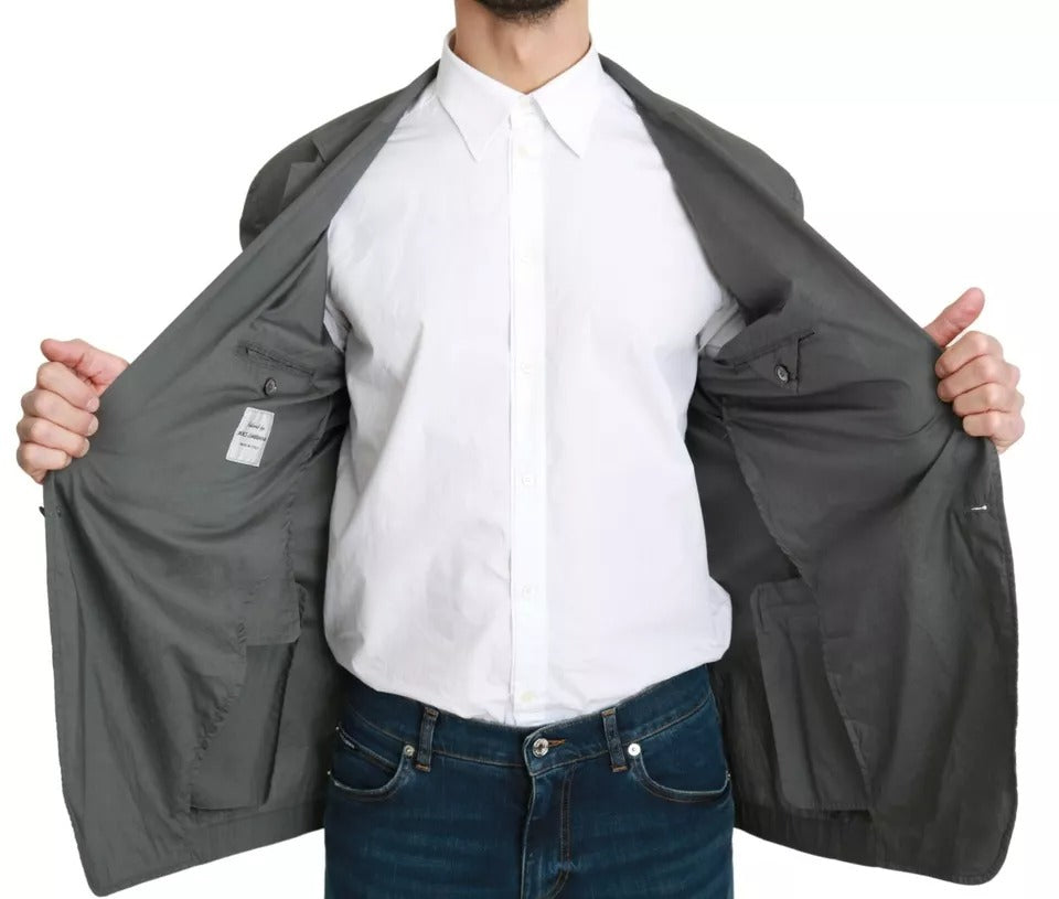 Blazer formal de algodón gris de botonadura sencilla
