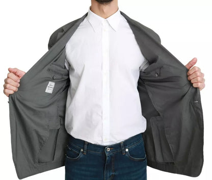 Blazer formal de algodón gris de botonadura sencilla