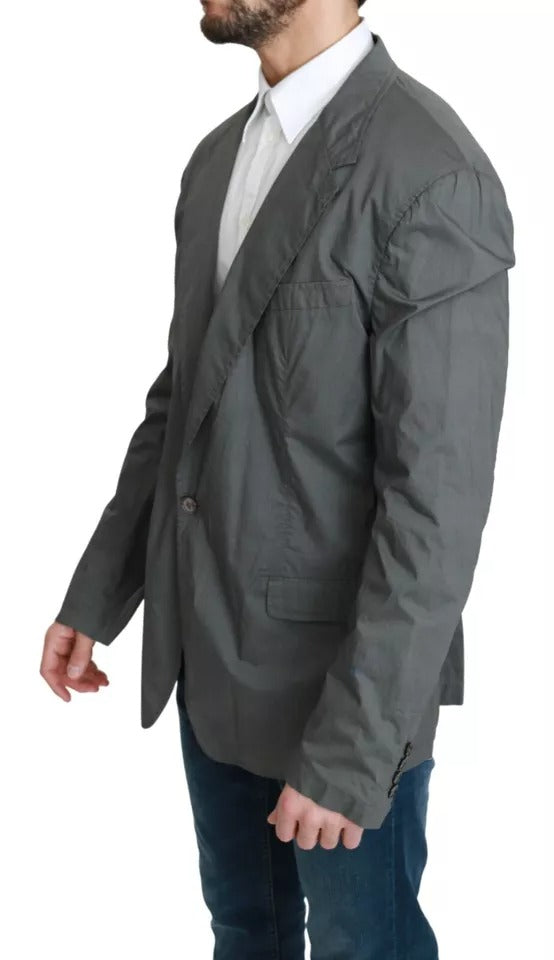 Blazer formal de algodón gris de botonadura sencilla
