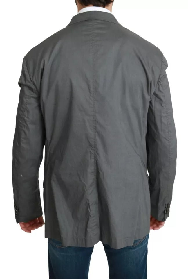 Blazer formal de algodón gris de botonadura sencilla