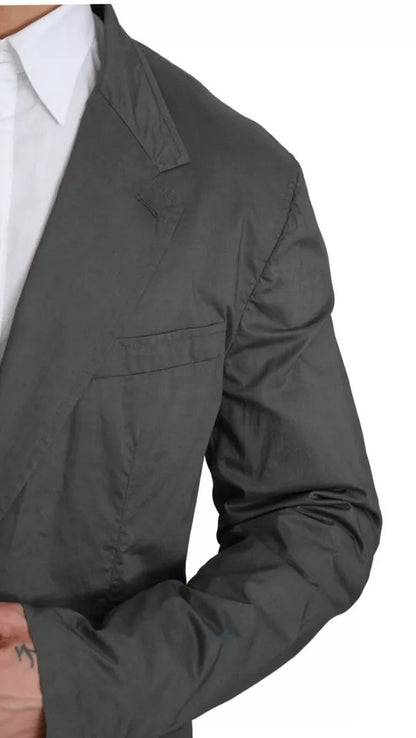 Blazer formal de algodón gris de botonadura sencilla