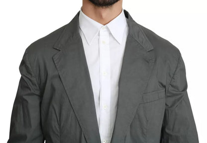 Blazer formal de algodón gris de botonadura sencilla