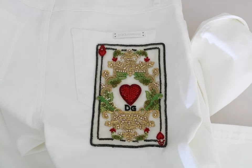 Vaqueros ajustados con adornos de cristales blancos