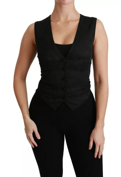 Chaleco de encaje negro, chaleco ajustado, top de seda