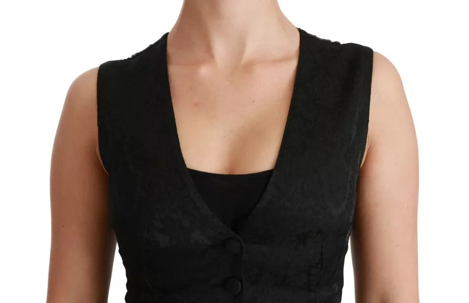 Chaleco de encaje negro, chaleco ajustado, top de seda