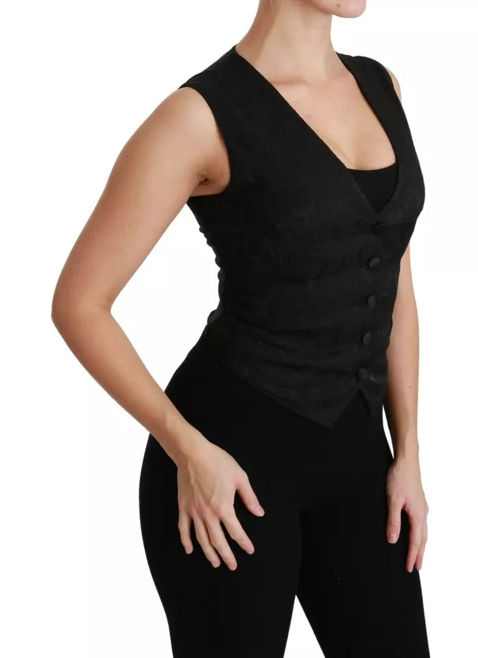 Chaleco de encaje negro, chaleco ajustado, top de seda