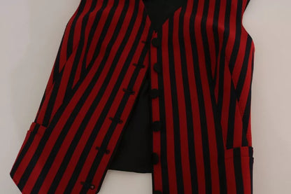 Chaleco de rayas rojas y negras, blusa y top
