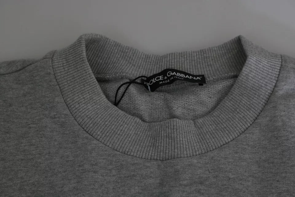 Suéter de algodón con estampado de rey y corona gris