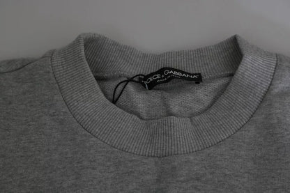 Suéter de algodón con estampado de rey y corona gris