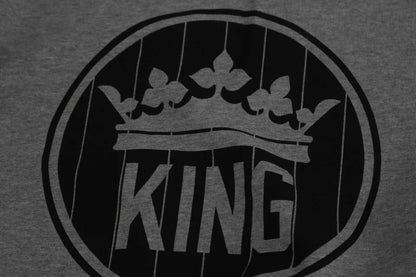 Suéter de algodón con estampado de rey y corona gris