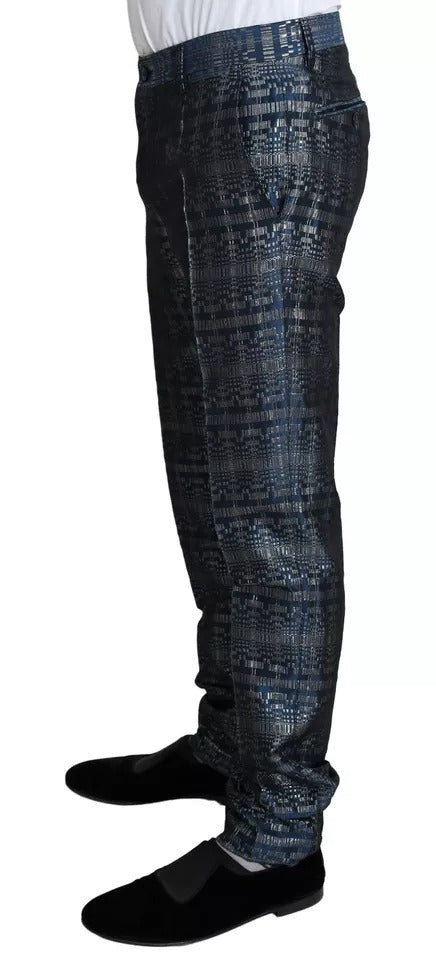 Traje azul plateado brillante de 2 piezas ajustado dorado