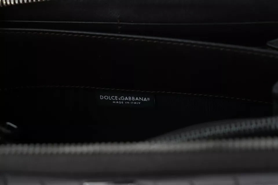 Cartera de mano continental con cremallera en cuero exótico marrón