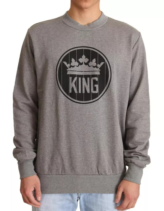 Suéter de algodón con diseño de rey de la corona gris