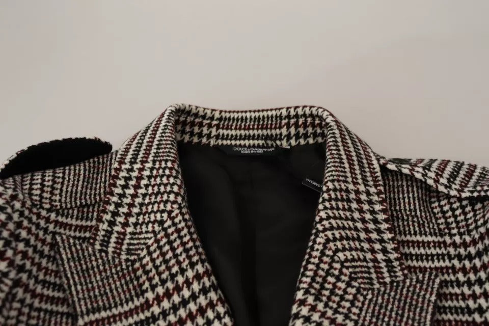 Chaqueta gabardina larga a cuadros grises