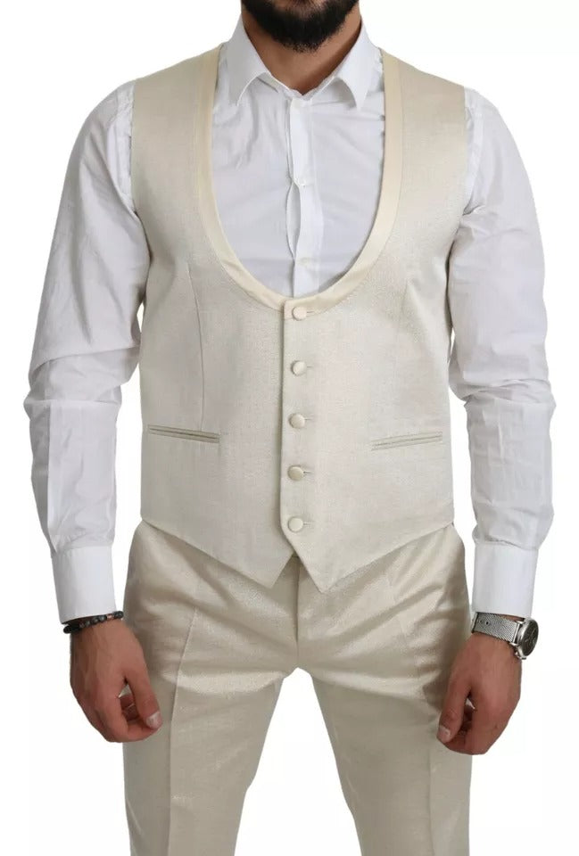 Traje 3 piezas beige crema de lana SICILIA con chal