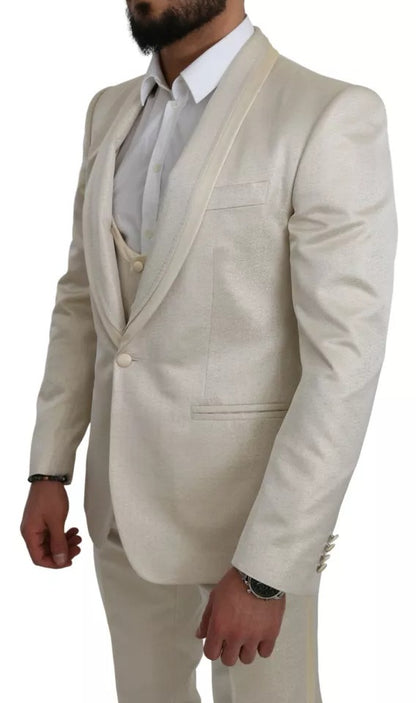Traje 3 piezas beige crema de lana SICILIA con chal