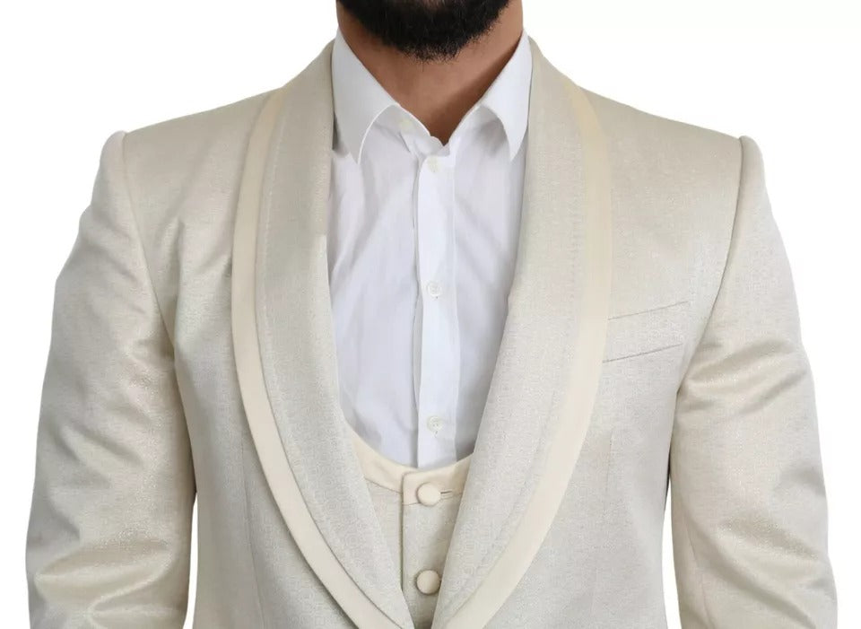 Traje 3 piezas beige crema de lana SICILIA con chal