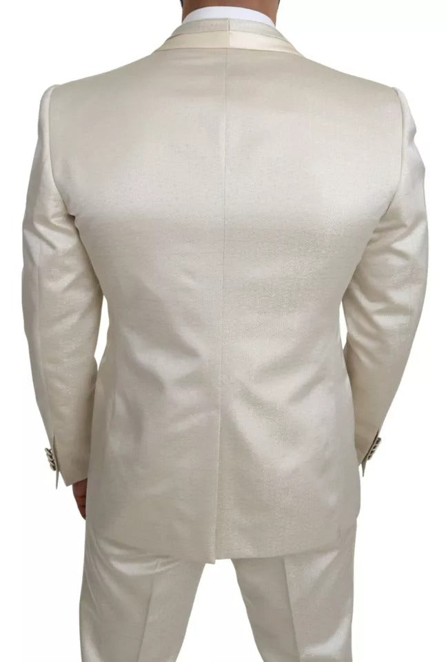 Traje 3 piezas beige crema de lana SICILIA con chal